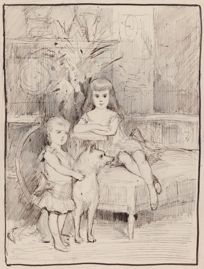 Estudo de retrato de Michael e Xenia, filhos do czar Alexandre III de Albert Edelfelt