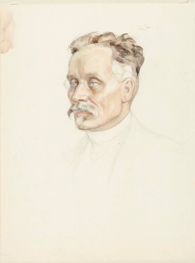 Estudo de retrato do Professor J. W. Runeberg, rosto de Albert Edelfelt