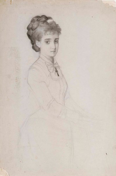 Retrato de uma mulher em pé de Albert Edelfelt