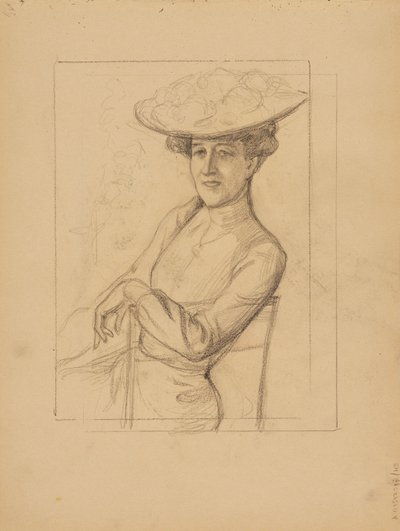 Mulher sentada com um chapéu de Albert Edelfelt