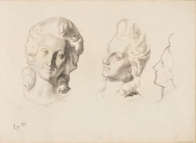 Máscaras, esboço / 1700s (Rokokoo), esboço de Albert Edelfelt