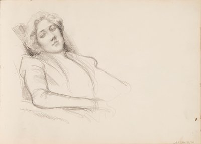 Mulher sentada, filme de meio corpo de Albert Edelfelt