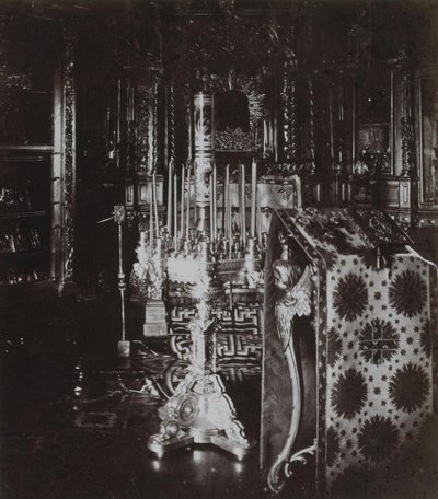 Capela da casa na cabine de Pedro, o Grande, em Petersburgo, 1872 de Albert Felisch
