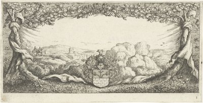 Cartouche com paisagem de Albert Flamen