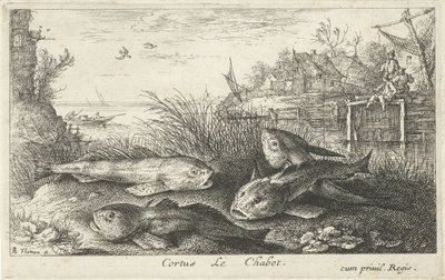 Quatro gorduchos na margem de um rio
Cortus Le Chabot. (título sobre o objecto)
Peixes e outros animais marinhos - segunda série de água doce (título da série)
Seconde partie de Poissons d