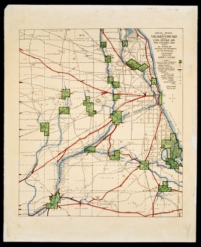 Mapa de trilhos e aldeias indígenas americanas de Albert Frederick Scharf