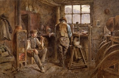 A Jet Workshop, Whitby (aquarela sobre papel) de Albert George Stevens