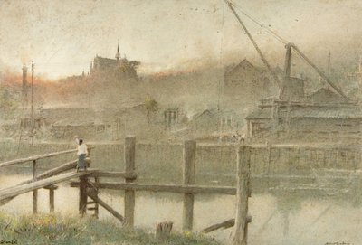 Arundel (aquarela, cor do corpo e lápis no papel) de Albert Goodwin