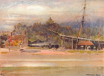 Jarda dos construtores de barcos, Rye, 1910 de Albert Goodwin