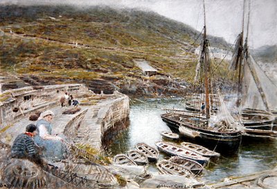 Boscastle (aguarela e corpóreos sobre papel) de Albert Goodwin