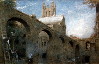 Canterbury (caneta e tinta com aquarela e cor de corpo sobre papel) de Albert Goodwin