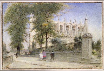 Eton College, Windsor, 1923 (wc e guache) de Albert Goodwin