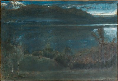 Gossau, Lago de Lucerna (óleo e aguarela com tinta e aguarela sobre papel e cartão) de Albert Goodwin