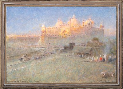 Jumna Musjid, Agra, Alvorada (aguarela com aguarela e tinta) de Albert Goodwin