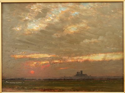 Catedral de Lincoln ao pôr do sol, 1912 de Albert Goodwin