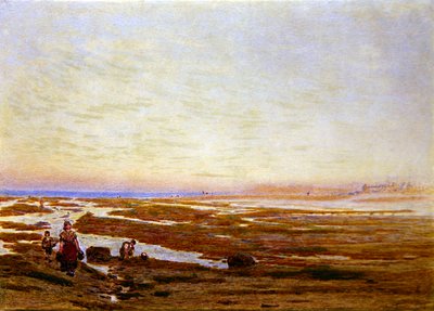 Maré Baixa na Costa Sul, perto de Brighton de Albert Goodwin