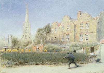 Norwich and the Chimney Sweep, 1923 (wc no papel) de Albert Goodwin