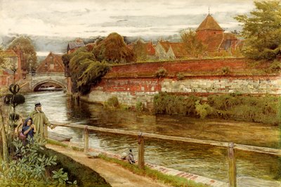 Old Walls, Winchester (óleo sobre tela) de Albert Goodwin