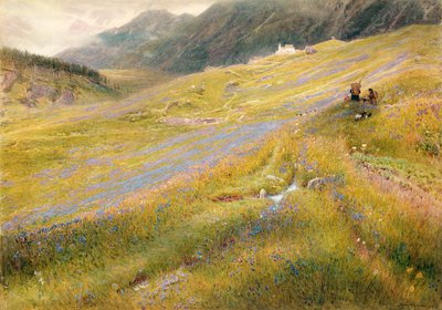 O verão alpino, 1874 (wc com bodycolour no papel) de Albert Goodwin