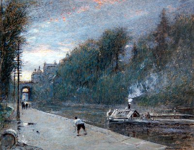 O Canal, Chichester (caneta e tinta com aquarela e cor de corpo sobre papel) de Albert Goodwin
