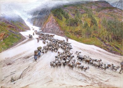 O Cabra-Herd nos Alpes suíços de Albert Goodwin