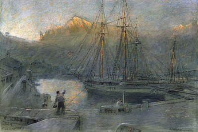 O porto de Sollo, Maiorca, de Albert Goodwin