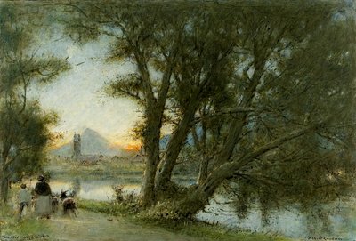 The Village of…, c.1860-c.1932 (óleo, caneta e tinta a bordo) de Albert Goodwin