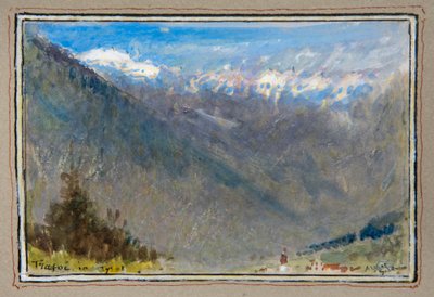 Trafoi no Tirol (aguarela com corpete delimitada por uma moldura decorativa) de Albert Goodwin