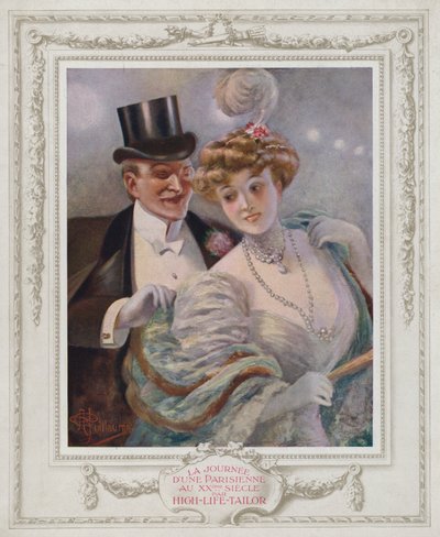 Belle Epoque Paris, senhora da moda com a sua admiradora (cor litho) de Albert Guillaume
