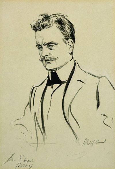 Retrato do compositor Jean Sibelius, pequeno comprimento médio, de Albert Gustaf Aristides Edelfelt