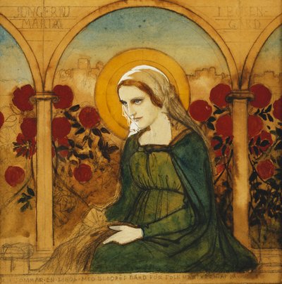 A Virgem Maria no Rosegarden; Jungfru Maria i Rosengard, de Albert Gustaf Aristides Edelfelt