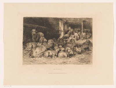 Interior de um aprisco Une bergerie (título no objeto) de Albert Heinrich Brendel