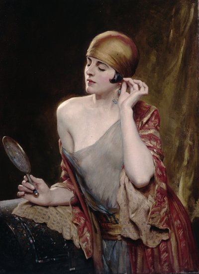 Olhar no espelho (óleo sobre tela) de Albert Henry Collings