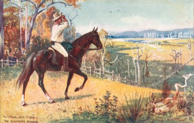 Tipos australianos: Boundary Rider (litografia a cores) de Albert Henry Fullwood