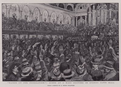 Mãos para a Federação !, Cena em uma reunião de massa na Câmara Municipal de Sydney de Albert Henry Fullwood