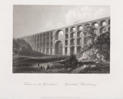 Viaduto sobre o Golzschthal, Saxônia, c.1840 de Albert Henry Payne