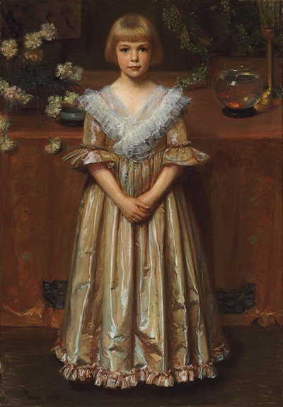 Rapariga com uma tigela de peixe-dourado (óleo sobre tela) de Albert Herter
