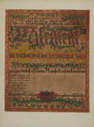 Pa. Certidão de Óbito Alemã, c. 1937. de Albert J. Levone