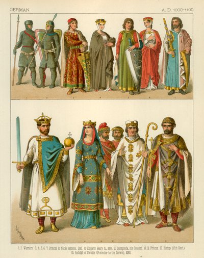 Traje Alemão 1000-1100 AD de Albert Kretschmer