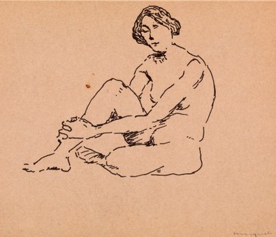 Sentado nú (caneta e tinta sobre papel) de Albert Marquet