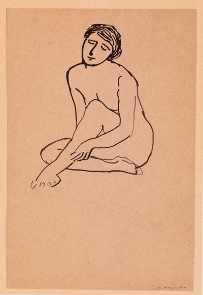 Mulher Nua Sentada (caneta e tinta sobre papel) de Albert Marquet