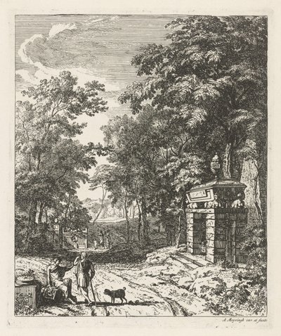 Duas pessoas num monumento grave
Paisagens (título da série) de Albert Meyering