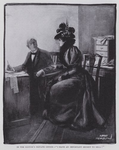 No escritório privado do editor, "Tenho um segredo importante para vender!" (litho) de Albert Morrow