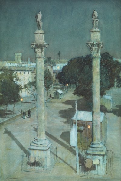 Moonlight - Alameda de Hércules, Sevilha (aguarela sobre papel) de Albert Moulton Foweraker