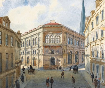 "Retrato da Bolsa de Valores de Riga na Letónia Aquarela de Albert Benois (1852-1936) - 1880 Dim 22,5x27 cm Colecção Privada de Albert Nikolaevich Benois