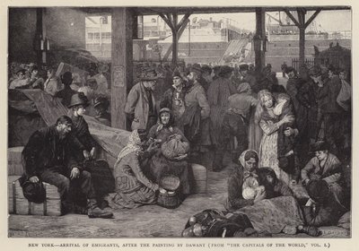 Nova Iorque - Chegada dos Emigrantes (litho) de Albert Pierre Dawant