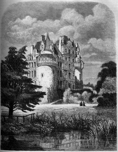 Chateau de la Loire: vista exterior do Chateau de Brissac (arquitectura renascentista) de Albert Pierre Rene Maignan