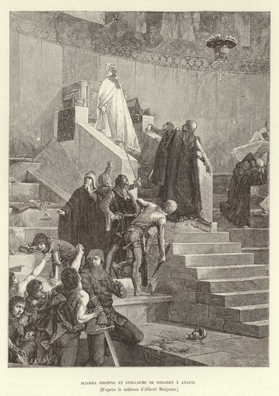 Sciarra Colonna e Guillaume de Nogaret na Anagni. Sciarra Colonna e Guillaume de Nogaret confrontam o Papa Bonifácio VIII em Anagni, Itália de Albert Pierre Rene Maignan