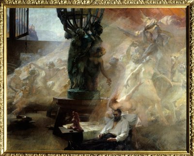 A morte de Jean Baptiste (Jean-Baptiste) Carpeaux (1827-1875), escultor francês. Pintura de Albert Maignan (1845-1908) de Albert Pierre Rene Maignan