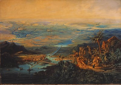 Canal do Suez em novembro de 1864 (óleo sobre tela) de Albert Rieger